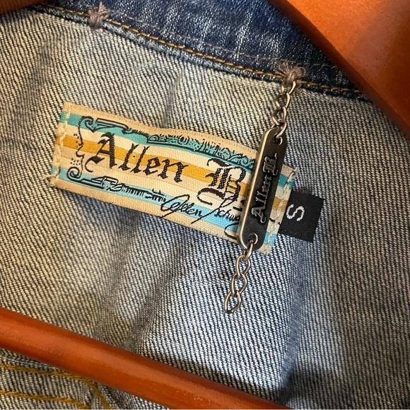 ALLEN B Women’s Jeweled Distressed Jean Jacket Cropped Sleeves Size Small - Picture 12 of 16